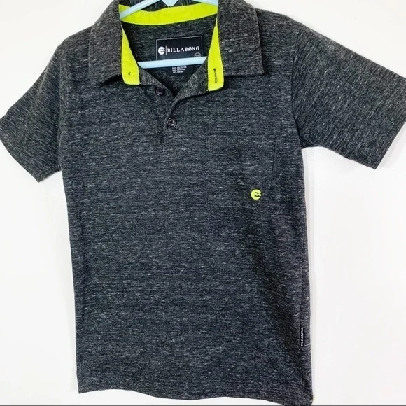 Billabong Boys Gray Short Sleeve Polo Shirt Youth Size 5 Polyester Cotton Blend - Picture 8 of 8